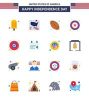 4e juli Verenigde Staten van Amerika gelukkig onafhankelijkheid dag icoon symbolen groep van 16 modern flats van kalender leger rugby insigne ster bewerkbare Verenigde Staten van Amerika dag vector ontwerp elementen