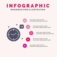 tijd liefde bruiloft hart solide icoon infographics 5 stappen presentatie achtergrond vector