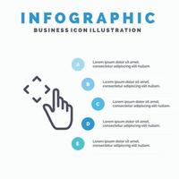 vinger omhoog gebaren Actie lijn icoon met 5 stappen presentatie infographics achtergrond vector