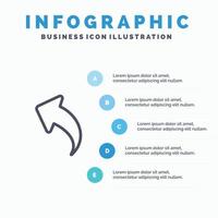 pijl omhoog terug lijn icoon met 5 stappen presentatie infographics achtergrond vector