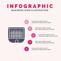 bal poort doel paal netto voetbal solide icoon infographics 5 stappen presentatie achtergrond vector