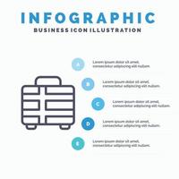 strand vakantie vervoer reizen lijn icoon met 5 stappen presentatie infographics achtergrond vector