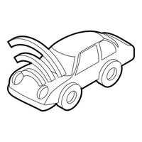 auto met Wifi teken icoon, schets stijl vector