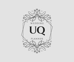 uq initialen brief bruiloft monogram logos verzameling, hand- getrokken modern minimalistisch en bloemen Sjablonen voor uitnodiging kaarten, opslaan de datum, elegant identiteit voor restaurant, boetiek, cafe in vector