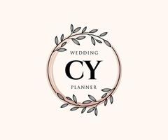 cy initialen brief bruiloft monogram logos verzameling, hand- getrokken modern minimalistisch en bloemen Sjablonen voor uitnodiging kaarten, opslaan de datum, elegant identiteit voor restaurant, boetiek, cafe in vector