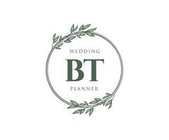 bt initialen brief bruiloft monogram logos verzameling, hand- getrokken modern minimalistisch en bloemen Sjablonen voor uitnodiging kaarten, opslaan de datum, elegant identiteit voor restaurant, boetiek, cafe in vector