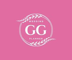 gg initialen brief bruiloft monogram logos verzameling, hand- getrokken modern minimalistisch en bloemen Sjablonen voor uitnodiging kaarten, opslaan de datum, elegant identiteit voor restaurant, boetiek, cafe in vector