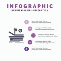 operatie theater medisch ziekenhuis solide icoon infographics 5 stappen presentatie achtergrond vector