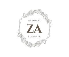 za initialen brief bruiloft monogram logos verzameling, hand- getrokken modern minimalistisch en bloemen Sjablonen voor uitnodiging kaarten, opslaan de datum, elegant identiteit voor restaurant, boetiek, cafe in vector