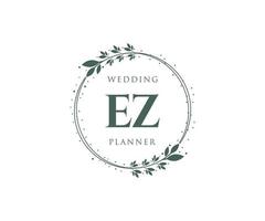 ez initialen brief bruiloft monogram logos verzameling, hand- getrokken modern minimalistisch en bloemen Sjablonen voor uitnodiging kaarten, opslaan de datum, elegant identiteit voor restaurant, boetiek, cafe in vector