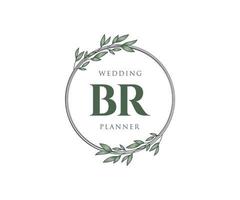 br initialen brief bruiloft monogram logos verzameling, hand- getrokken modern minimalistisch en bloemen Sjablonen voor uitnodiging kaarten, opslaan de datum, elegant identiteit voor restaurant, boetiek, cafe in vector