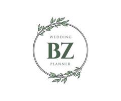 bz initialen brief bruiloft monogram logos verzameling, hand- getrokken modern minimalistisch en bloemen Sjablonen voor uitnodiging kaarten, opslaan de datum, elegant identiteit voor restaurant, boetiek, cafe in vector