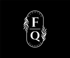 fq initialen brief bruiloft monogram logos verzameling, hand- getrokken modern minimalistisch en bloemen Sjablonen voor uitnodiging kaarten, opslaan de datum, elegant identiteit voor restaurant, boetiek, cafe in vector