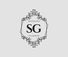 sg initialen brief bruiloft monogram logos verzameling, hand- getrokken modern minimalistisch en bloemen Sjablonen voor uitnodiging kaarten, opslaan de datum, elegant identiteit voor restaurant, boetiek, cafe in vector