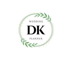 dk initialen brief bruiloft monogram logos verzameling, hand- getrokken modern minimalistisch en bloemen Sjablonen voor uitnodiging kaarten, opslaan de datum, elegant identiteit voor restaurant, boetiek, cafe in vector