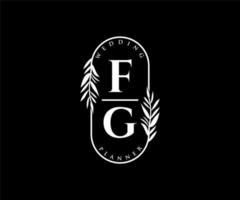 fg initialen brief bruiloft monogram logos verzameling, hand- getrokken modern minimalistisch en bloemen Sjablonen voor uitnodiging kaarten, opslaan de datum, elegant identiteit voor restaurant, boetiek, cafe in vector