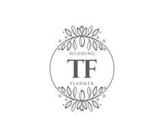 tf initialen brief bruiloft monogram logos verzameling, hand- getrokken modern minimalistisch en bloemen Sjablonen voor uitnodiging kaarten, opslaan de datum, elegant identiteit voor restaurant, boetiek, cafe in vector