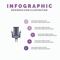 microfoon multimedia Vermelding lied infographics presentatie sjabloon 5 stappen presentatie vector