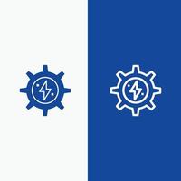 uitrusting energie zonne- macht lijn en glyph solide icoon blauw banier lijn en glyph solide icoon blauw banier vector