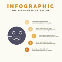 emoji's emoticon hongerig school- solide icoon infographics 5 stappen presentatie achtergrond vector