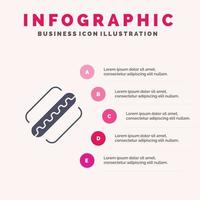 Amerika Amerikaans hotdog staten solide icoon infographics 5 stappen presentatie achtergrond vector