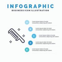 borstel kam kunstmatig schoon lijn icoon met 5 stappen presentatie infographics achtergrond vector