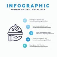 schotel liefde bruiloft hart lijn icoon met 5 stappen presentatie infographics achtergrond vector