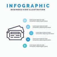 trein ticket station lijn icoon met 5 stappen presentatie infographics achtergrond vector