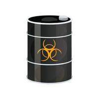 metaal zwart vat giftig, radioactief gevaarlijk teken in tekenfilm stijl geïsoleerd Aan wit achtergrond. radioactief, brandbaar. vector illustratie