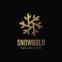 sneeuw bloem logo met sterk concept en gouden kleur vector