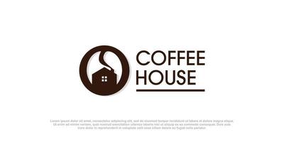 koffie huis logo ontwerp idee met creatief abstract concept vector