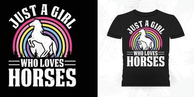 alleen maar een meisje wie liefdes paarden grappig rijden paard retro wijnoogst paard t-shirt ontwerp vector