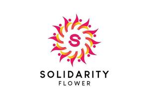 krachtig liefdadigheid of solidariteit logo ontwerp met bloem concept vector
