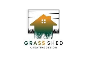 gras huis of gras schuur logo ontwerp sjabloon vector