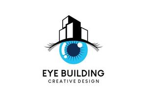 oog zorg gebouw logo ontwerp of oog zorg gebouw logo vector illustratie