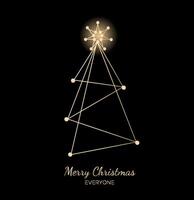Kerstmis kaart met Kerstmis boom en schijnend ster Bij de top vector
