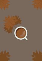 kop van koffie met herfst achtergrond vector