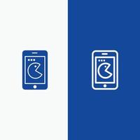 kopen mobiel telefoon hardware lijn en glyph solide icoon blauw banier vector