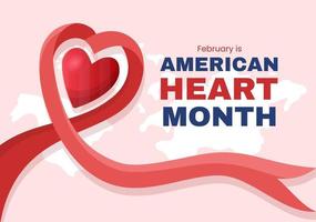 februari is Amerikaans hart maand met een pulse voor Gezondheid en overwinnen cardiovasculair ziekte in vlak tekenfilm hand- getrokken sjabloon illustratie vector
