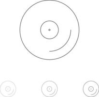 schijf CD media video stoutmoedig en dun zwart lijn icoon reeks vector