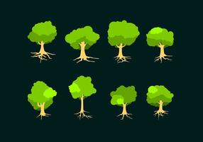 Flat boom met wortels Gratis Vector