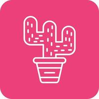 cactus lijn ronde hoek achtergrond pictogrammen vector
