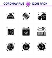 roman coronavirus 2019-nCoV 9 solide glyph zwart icoon pak nieuws machine zeep gewicht beheer virale coronavirus 2019november ziekte vector ontwerp elementen