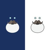 snor hipster movember de kerstman gedragen vlak kleur icoon vector