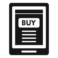 tablet online kopen icoon, gemakkelijk stijl vector