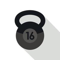 kettlebell 16 kg icoon, vlak stijl vector