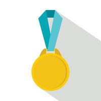 ronde medaille met lint icoon, vlak stijl vector