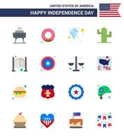 16 Verenigde Staten van Amerika vlak tekens onafhankelijkheid dag viering symbolen van dag deuren zomer bar overvloed bewerkbare Verenigde Staten van Amerika dag vector ontwerp elementen