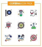 coronavirus 9 gevulde lijn vlak kleur icoon reeks Aan de thema van corona epidemie bevat pictogrammen zo net zo risico Gezondheid zorg gezondheidszorg behandeling druppelen virale coronavirus 2019november ziekte vector ontwerp e