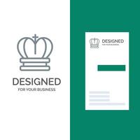 kroon koning Koninklijk rijk grijs logo ontwerp en bedrijf kaart sjabloon vector